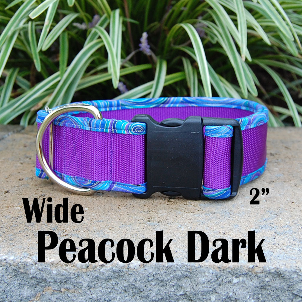 Wide Dog Collar - Peacock Dark
