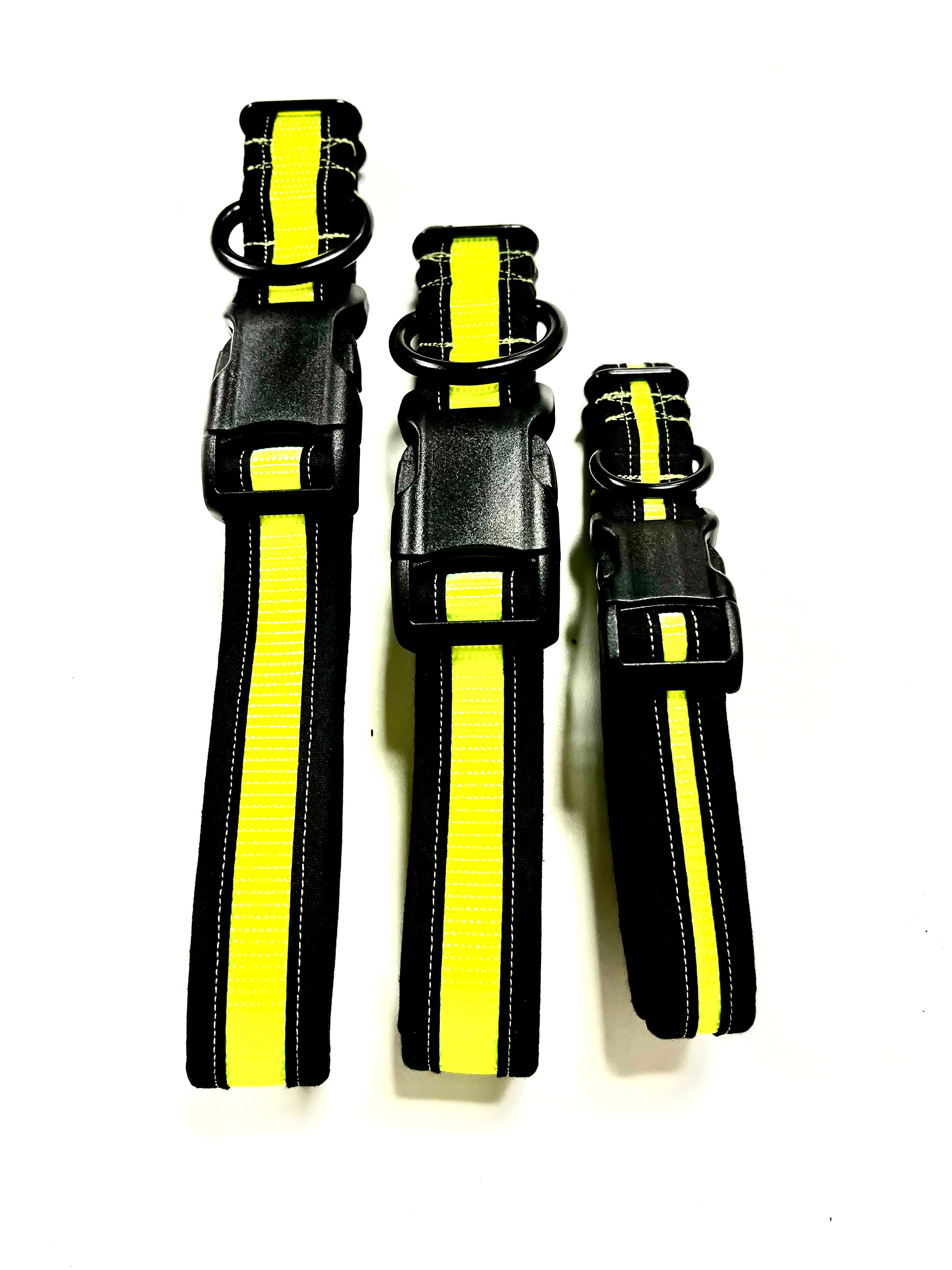 Dog Collar - Black & Bright Yellow