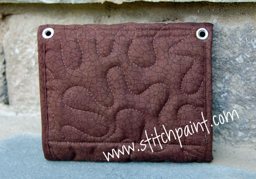 Mini Wallet Back | Brown Crackle Fabric | Stitchpaint