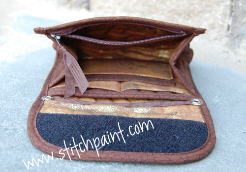 Mini Wallet Inside | Brown Crackle Fabric | Stitchpaint