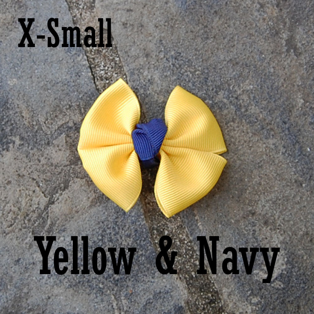 Dog Bow - Navy & Yellow
