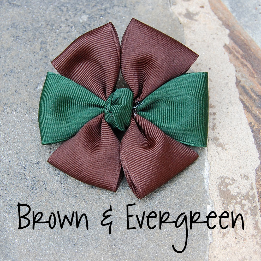 Dog Bow - Brown & Evergreen