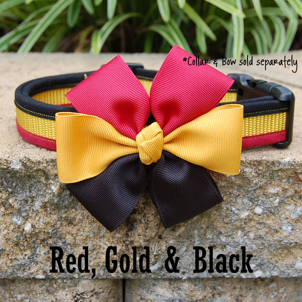 Dog Bow - Red Gold Black