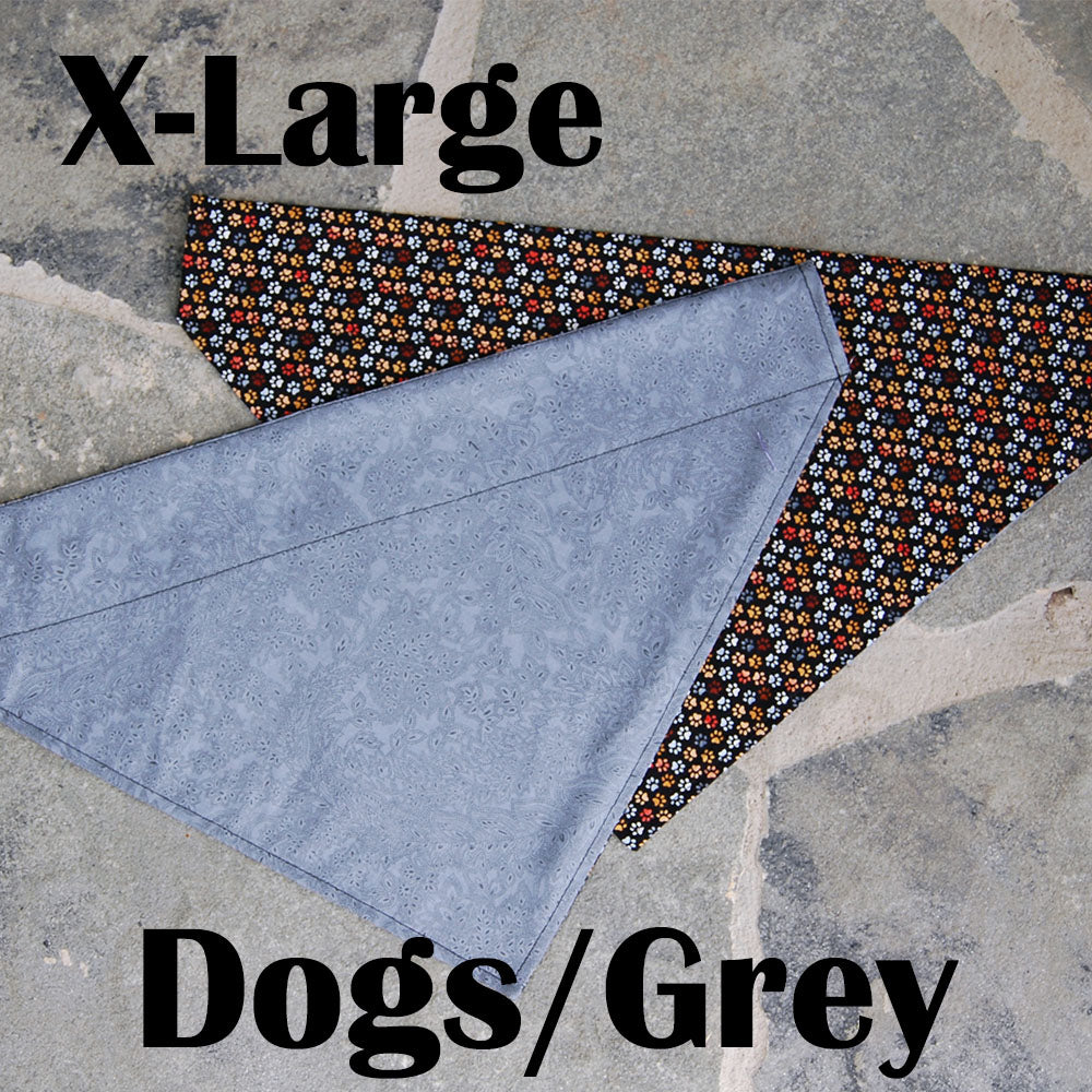 Reversible Dog Scarf - Dog Paws/Gray