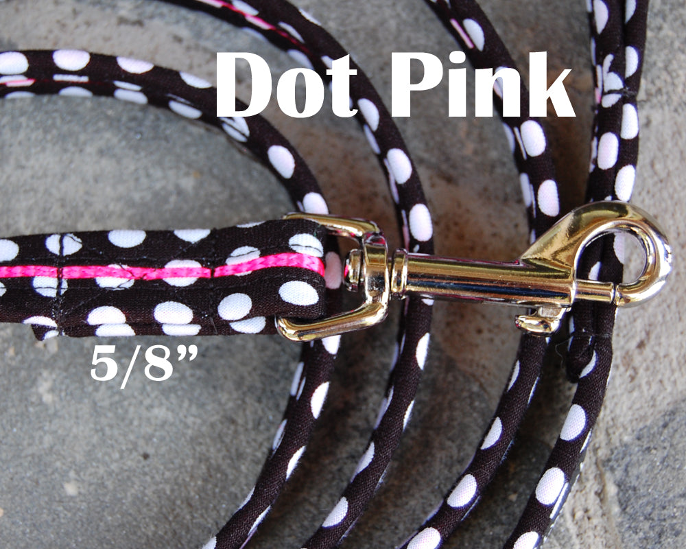 Dot Pink Dog Leash 5/8" | Stitchpet