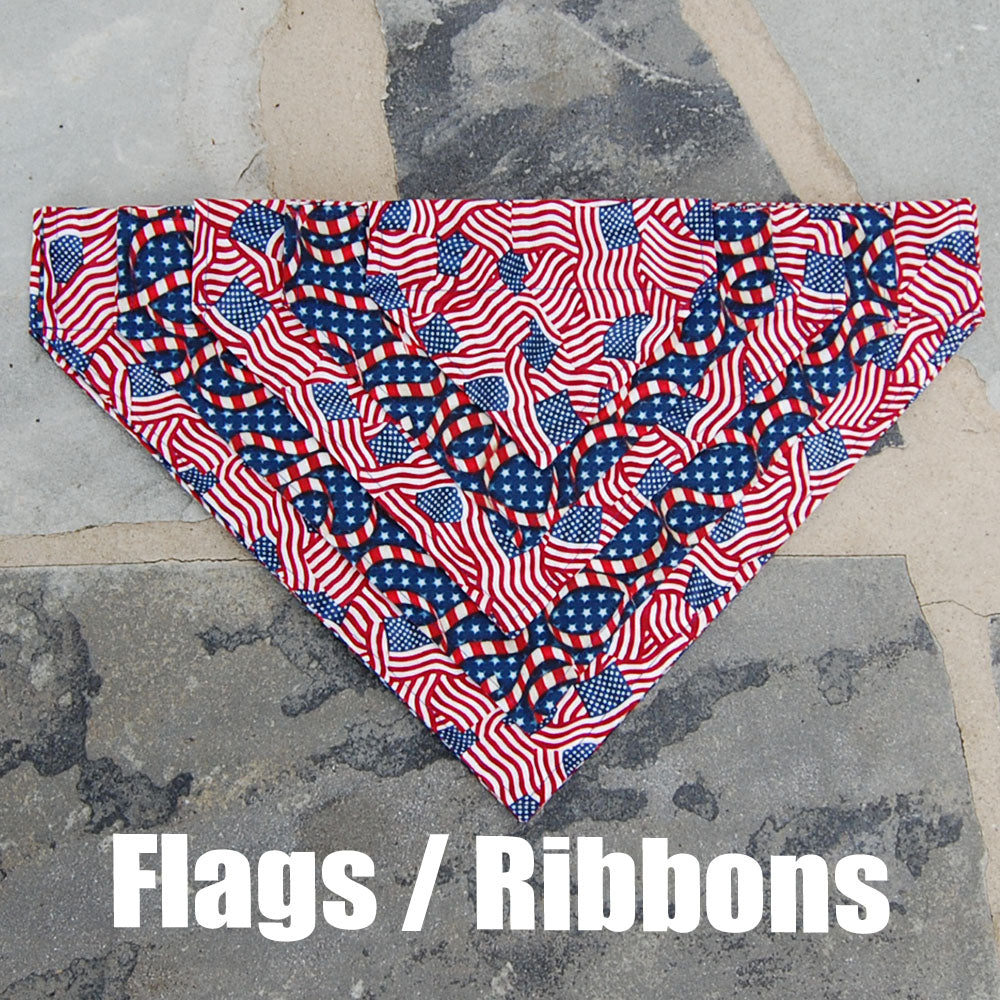 Reversible Dog Scarf - Flag/Ribbons