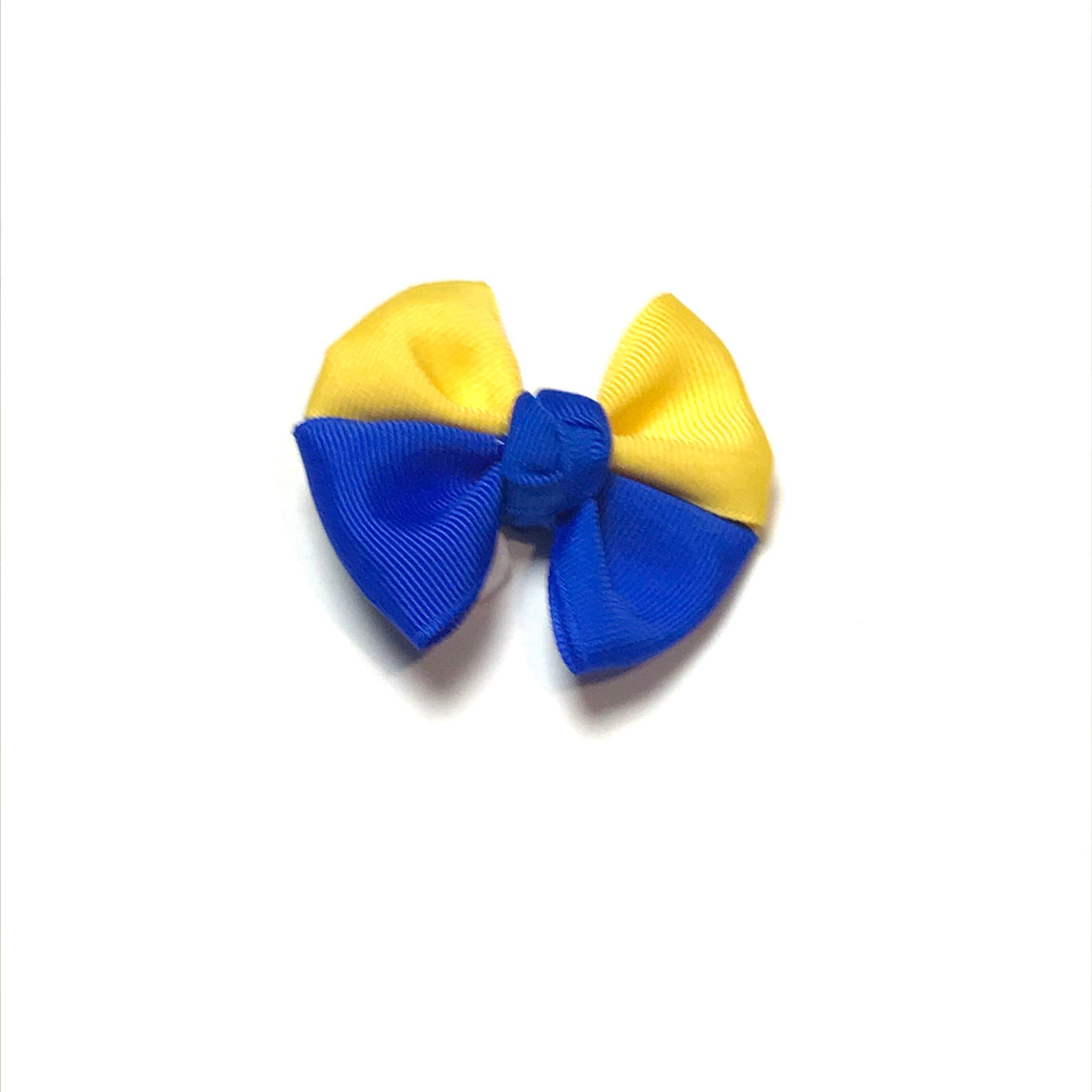 Dog Bow - Electric Blue & Yellow