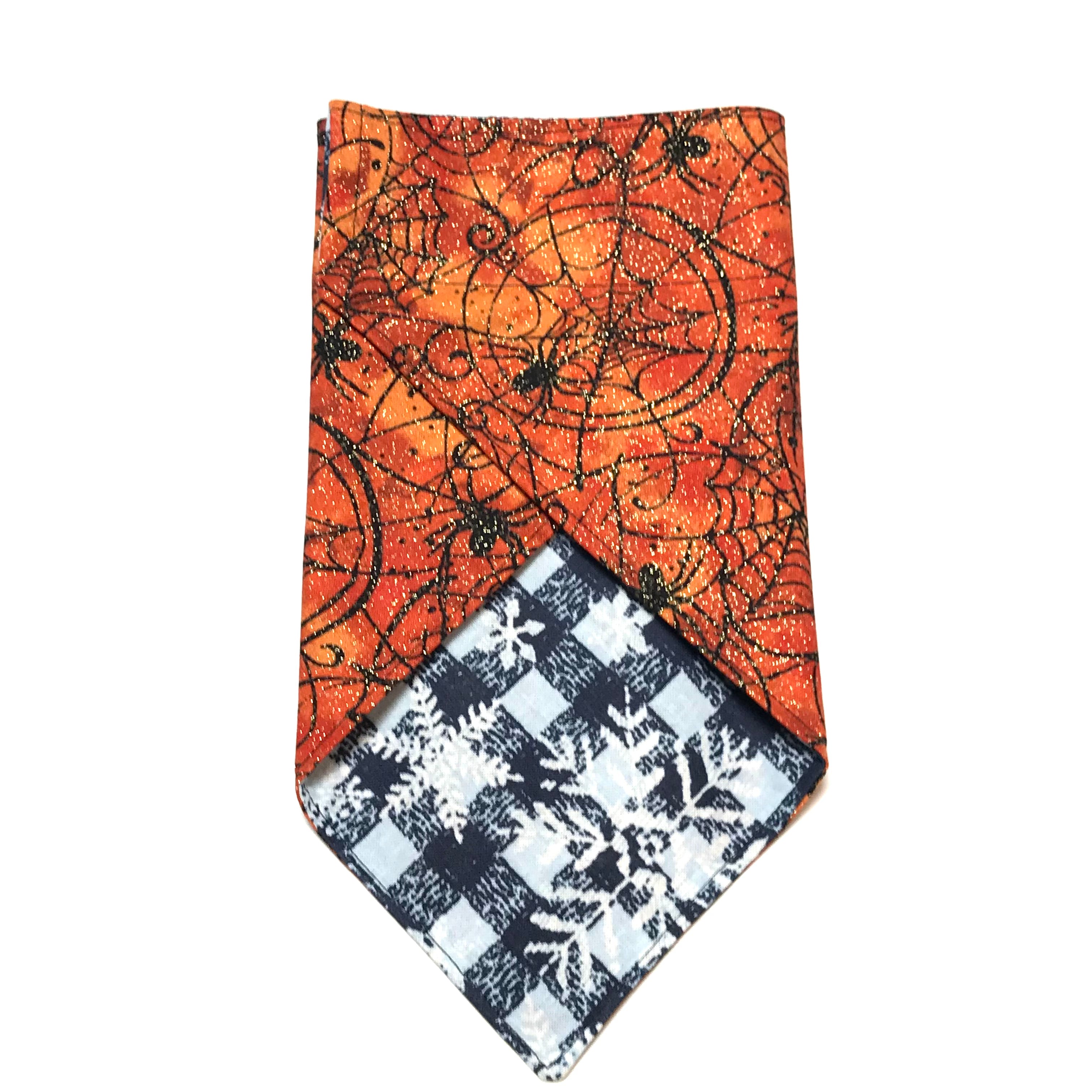 Reversible Dog Scarf - Spider Web/Snowflakes
