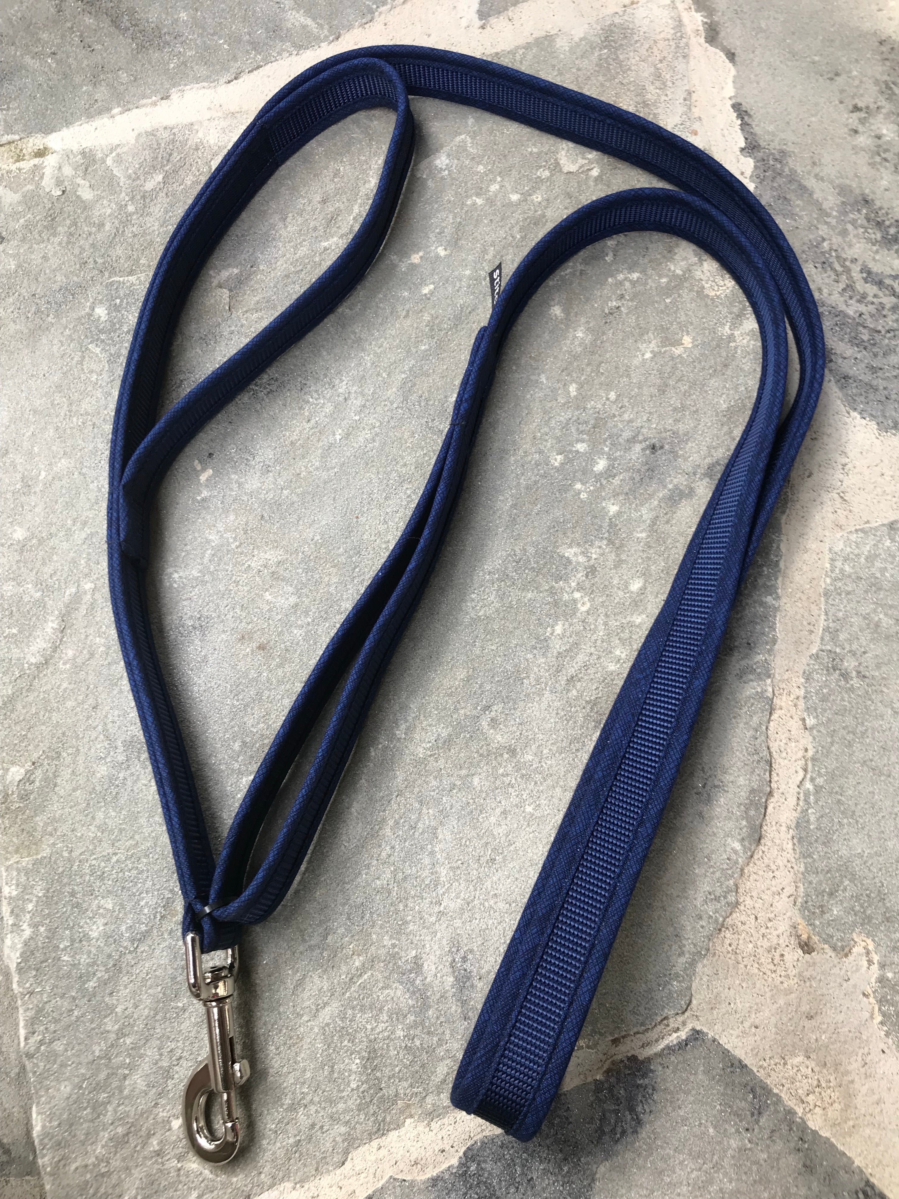Double Handle Dog Leash | Navy Navy | Stitchpet