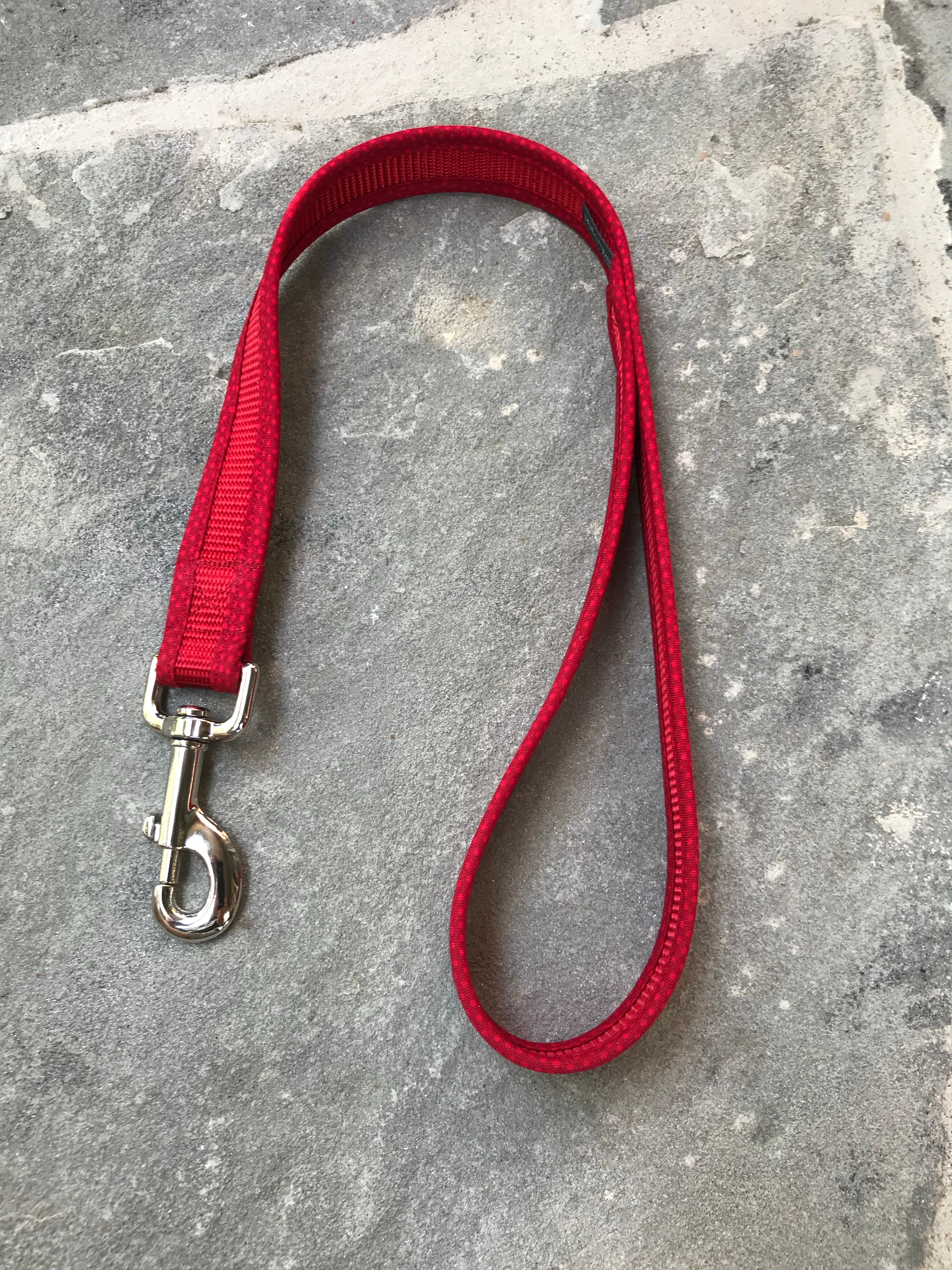 1" Short Lead for Dogs | Red on Red