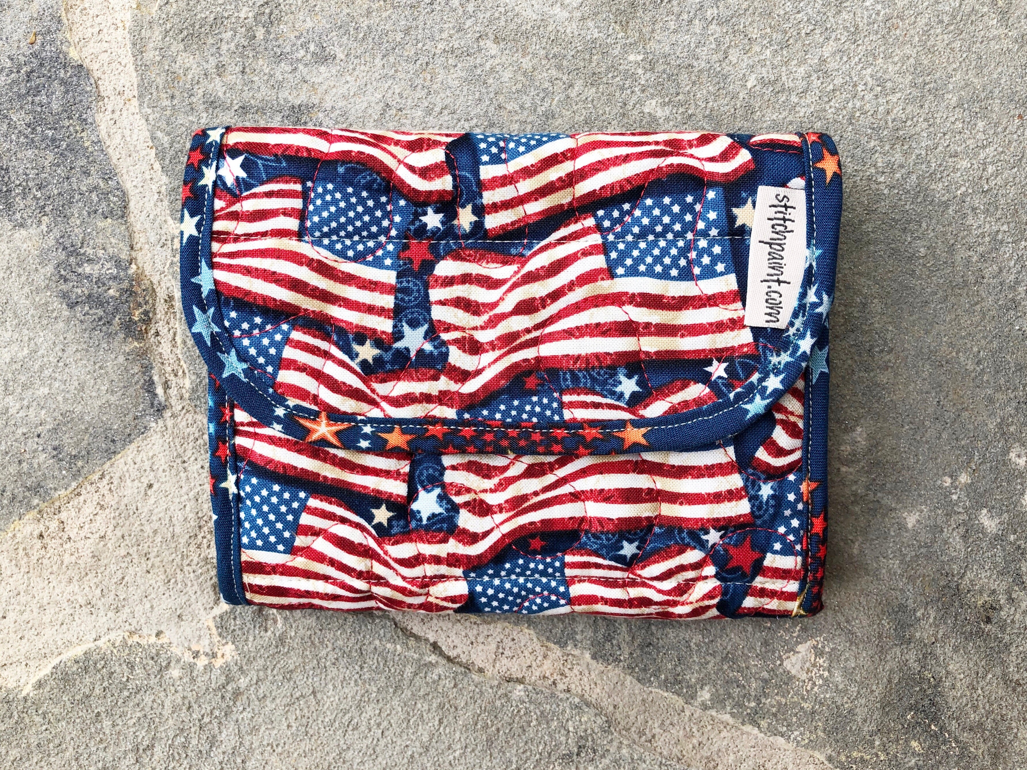Quilted Fabric Mini Wallet Organizer | American Flag Fabric | Stitchpaint