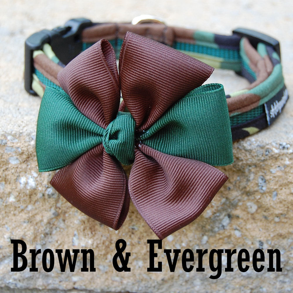 Dog Bow - Brown & Evergreen