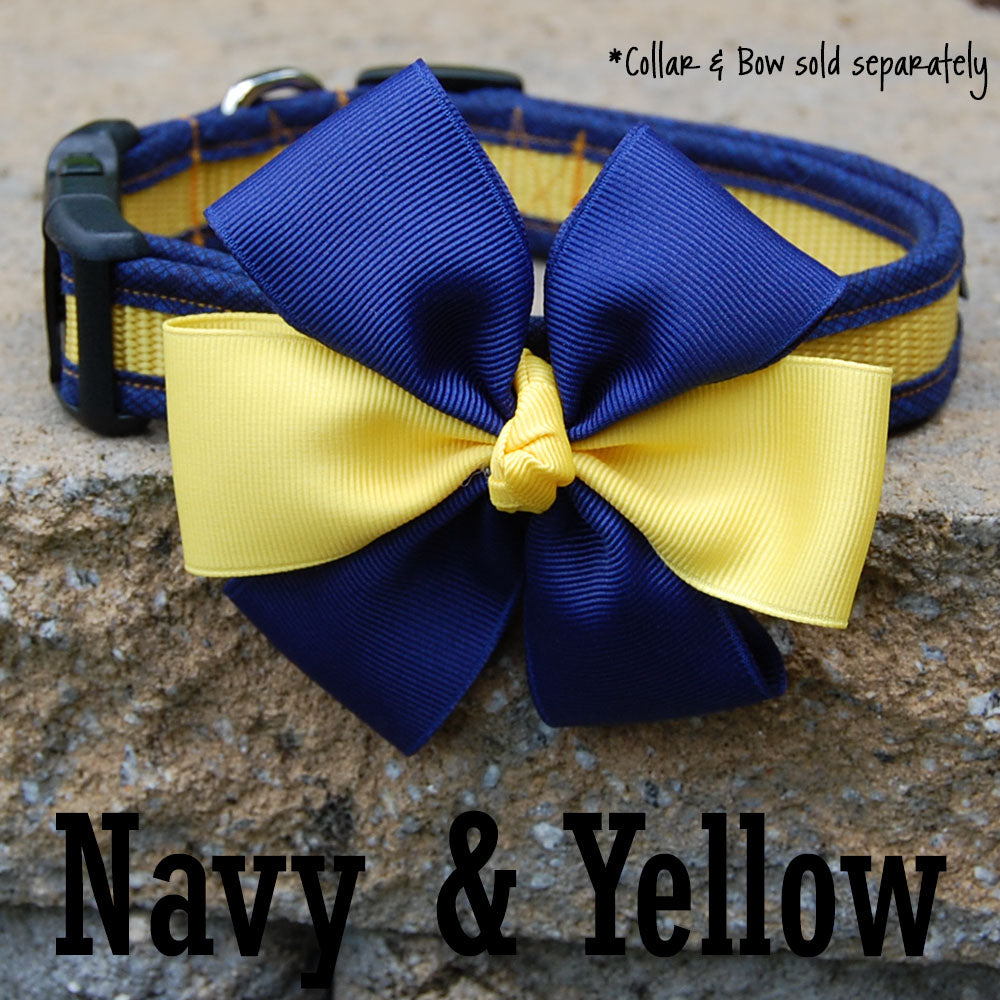 Dog Bow - Navy & Yellow