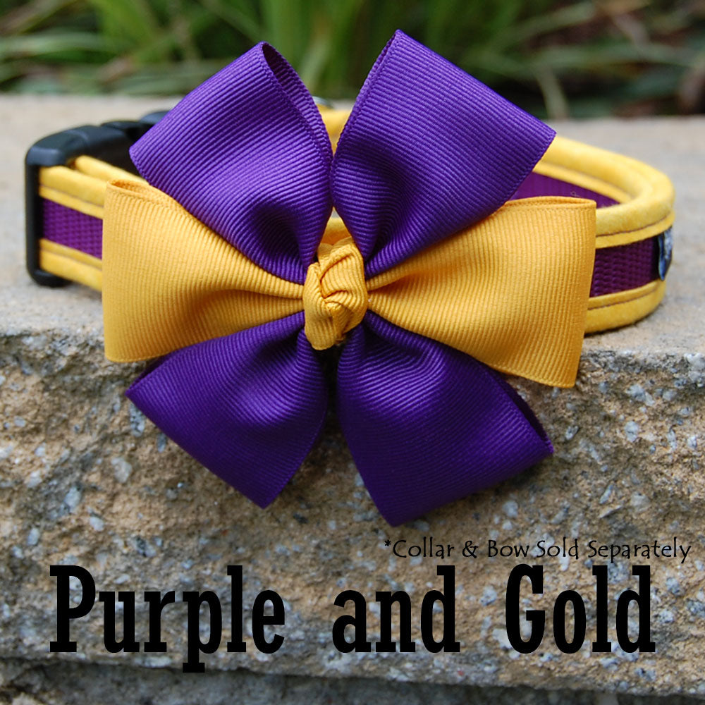 Dog Bow - Purple & Gold