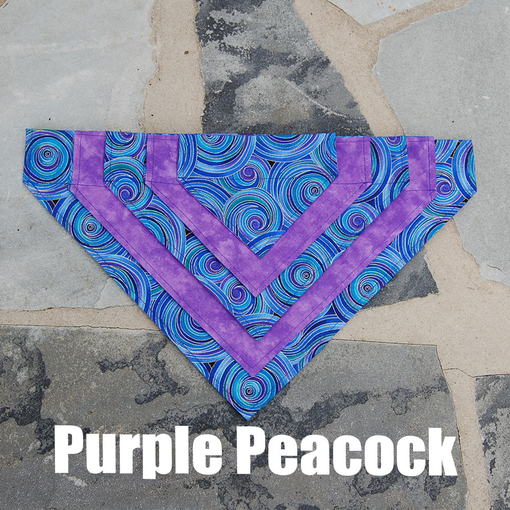 Reversible Dog Scarf - Peacock/Purple