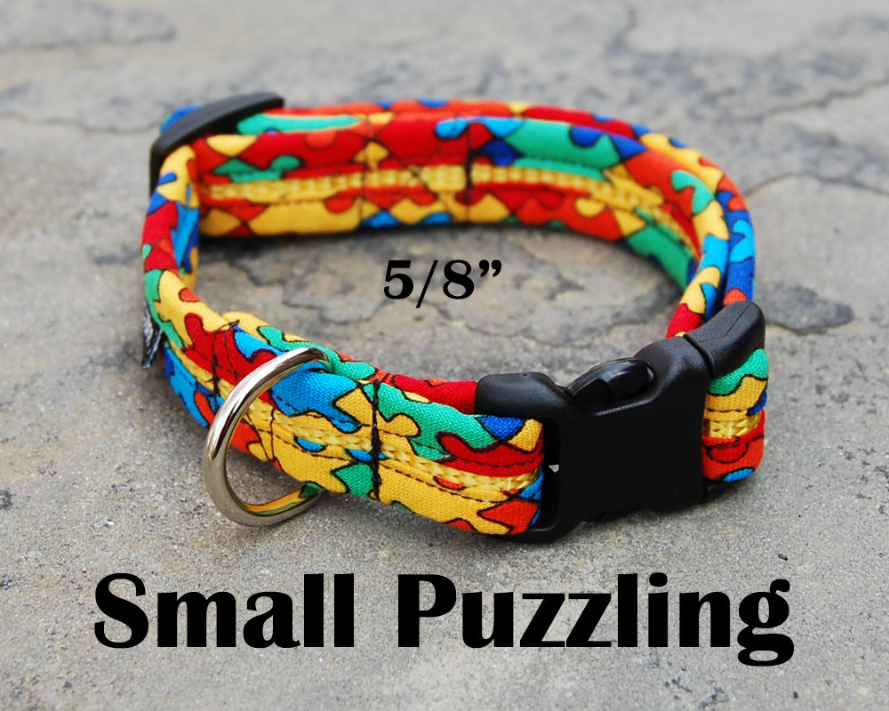 Small Puzzle Dog Collar | Autism Awareness | Stitchpet
