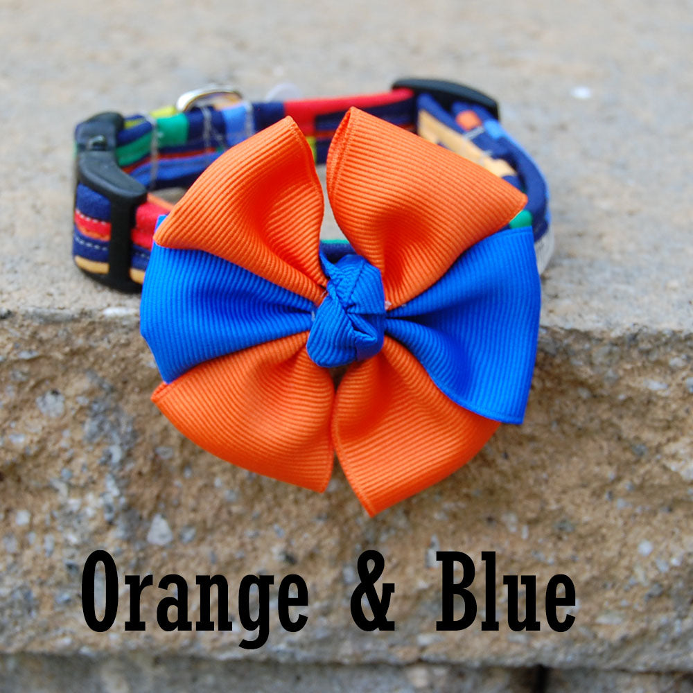 Dog Bow - Blue & Orange