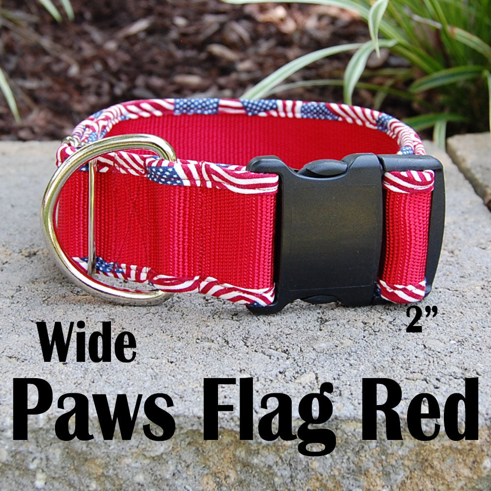 Wide Dog Collar - Flag Red