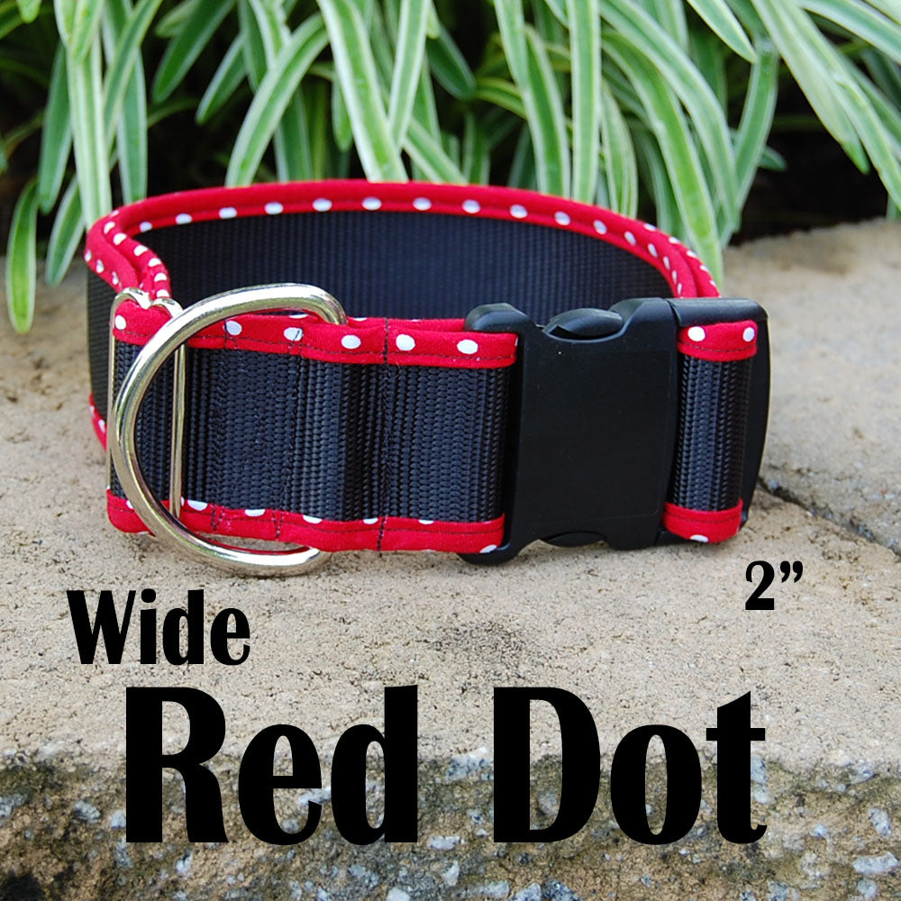 Wide Dog Collar - Red Dot
